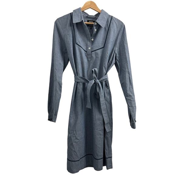 A.P.C. Maeve Chambray Dress Cotton size FR 40, US 6/8 - Picture 2 of 7
